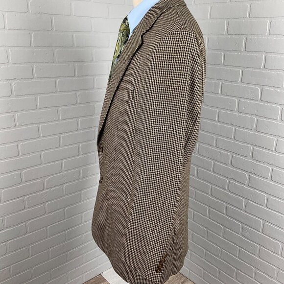 Ralph Lauren Chaps Men 40Tall‎ Black Tan Houndstooth Silk Wool Classic Canada - Picture 3 of 15